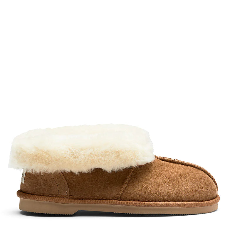 Chestnut | Percey Slipper with top rolled down