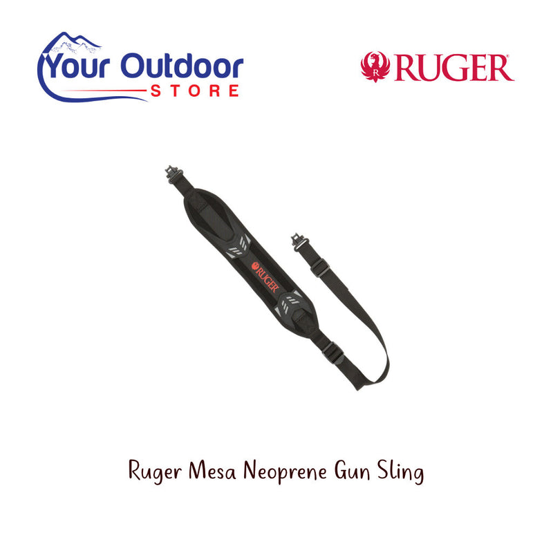Ruger Mesa Neoprene Gun Sling. Hero image with title and logos