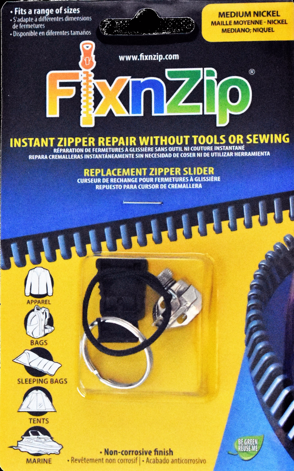 FixnZip Replacement Zipper Repair Kit for Wetsuit, Size: Large