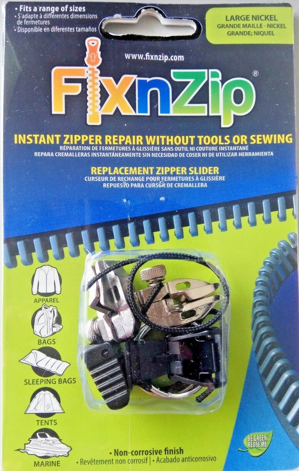 FixnZip Replacement Zipper Repair Kit for Wetsuit, Size: Large