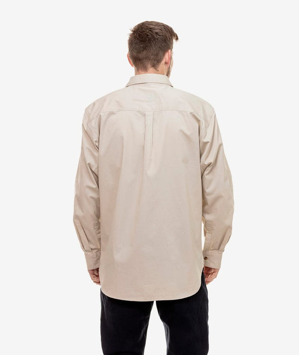 Bone | Swanndri Mens Byron Long Sleeve Work Shirt. Back