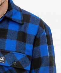 Black / Blue | Swanndri Men's Wool Ranger Shirt. chest detail