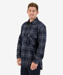 Charcoal Grid | Swanndri Men's Wool Ranger Shirt. Angled front view