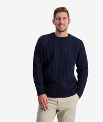 Navy | Swanndri Mens Back Beach Cable Crew Jumper. Front