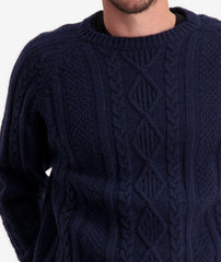 Navy | Close up of chest to show knit pattern