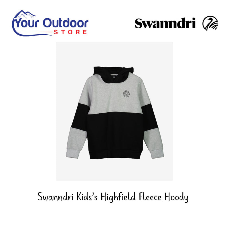 Swanndri Kids Highfield Fleece Hoody. Hero image with title and logos