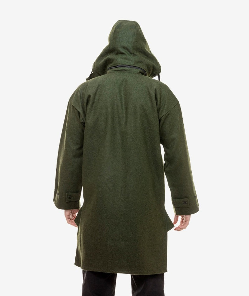 Olive | back view with hood on