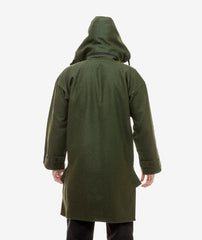 Olive | back view with hood on