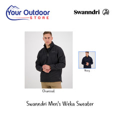 Swanndri Mens Weka Sweater. Hero image with title and logos