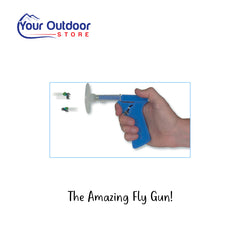 The Amazing Fly Gun. Hero image with title and logos