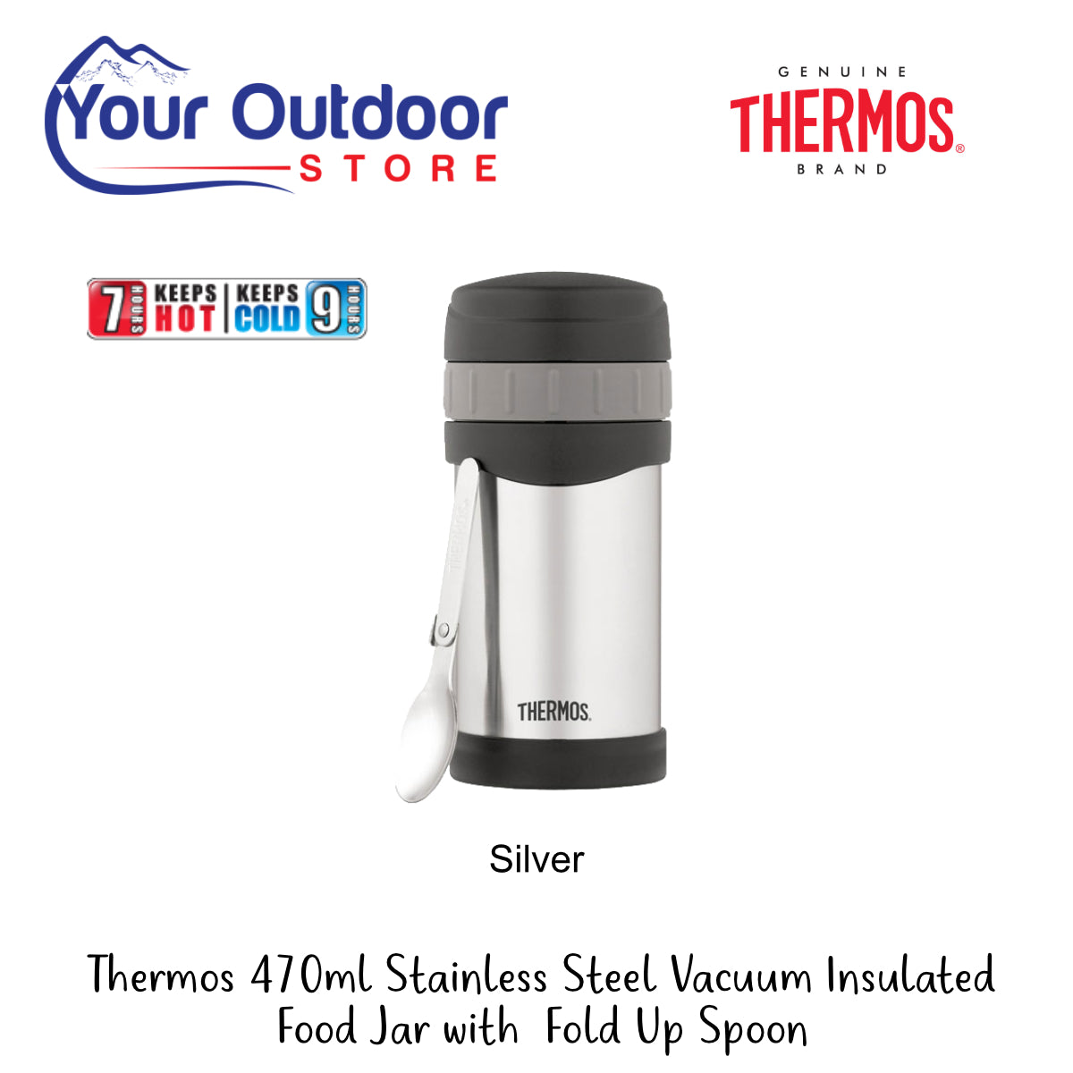 Thermos Stainless Steel 16oz 470ml NEW!!! Food Jar with Folding