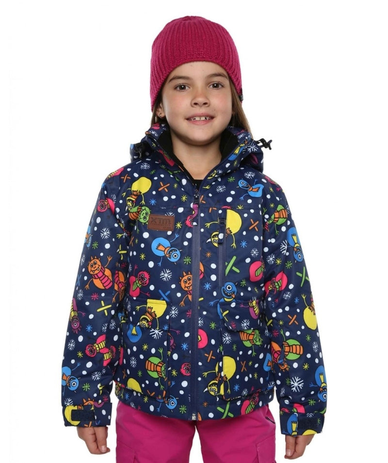 Monster | XTM Kamikaze Kids Water Proof Jacket. Image depicts model wearing the Monster colored jacket shown from the front. Your Outdoor Store