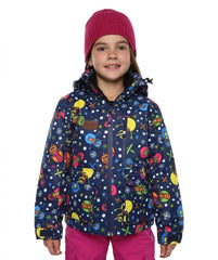 Monster | XTM Kamikaze Kids Water Proof Jacket. Image depicts model wearing the Monster colored jacket shown from the front. Your Outdoor Store