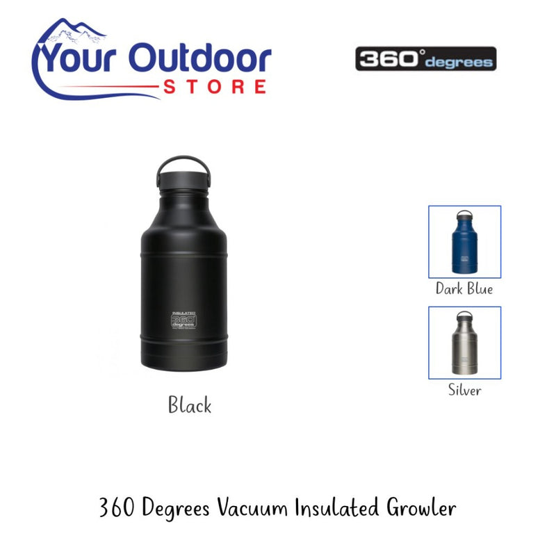 Black | 360 Degrees Stainless Steel Vacuum Insulated Growler. Hero Image