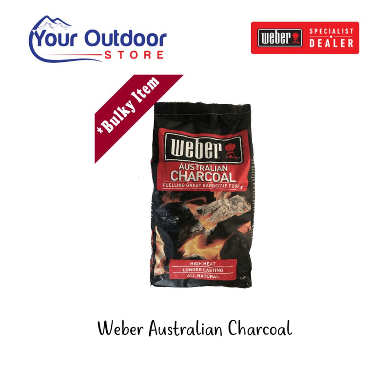 Weber Australian Charcoal. Hero image with title and logos