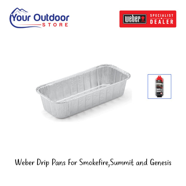Weber Drip Pan Summit Smokefire Genesis. Hero image with title and logos