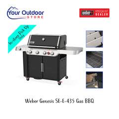 Weber Genesis SE-E-435 LPG Barbecue. Hero image with title and logos