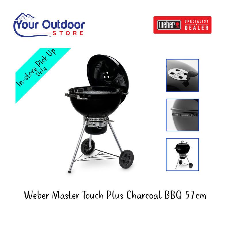 Weber Master Touch plus Kettle. Hero Image with title and logos