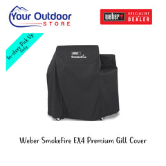 Weber SmokeFire EX4 Premium Grill Cover. Hero image with title and logos